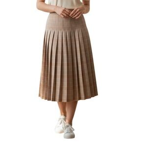 Vintage Wool Plaid Pleated Midi Skirt Made in Canada Preppy Academia 90s
